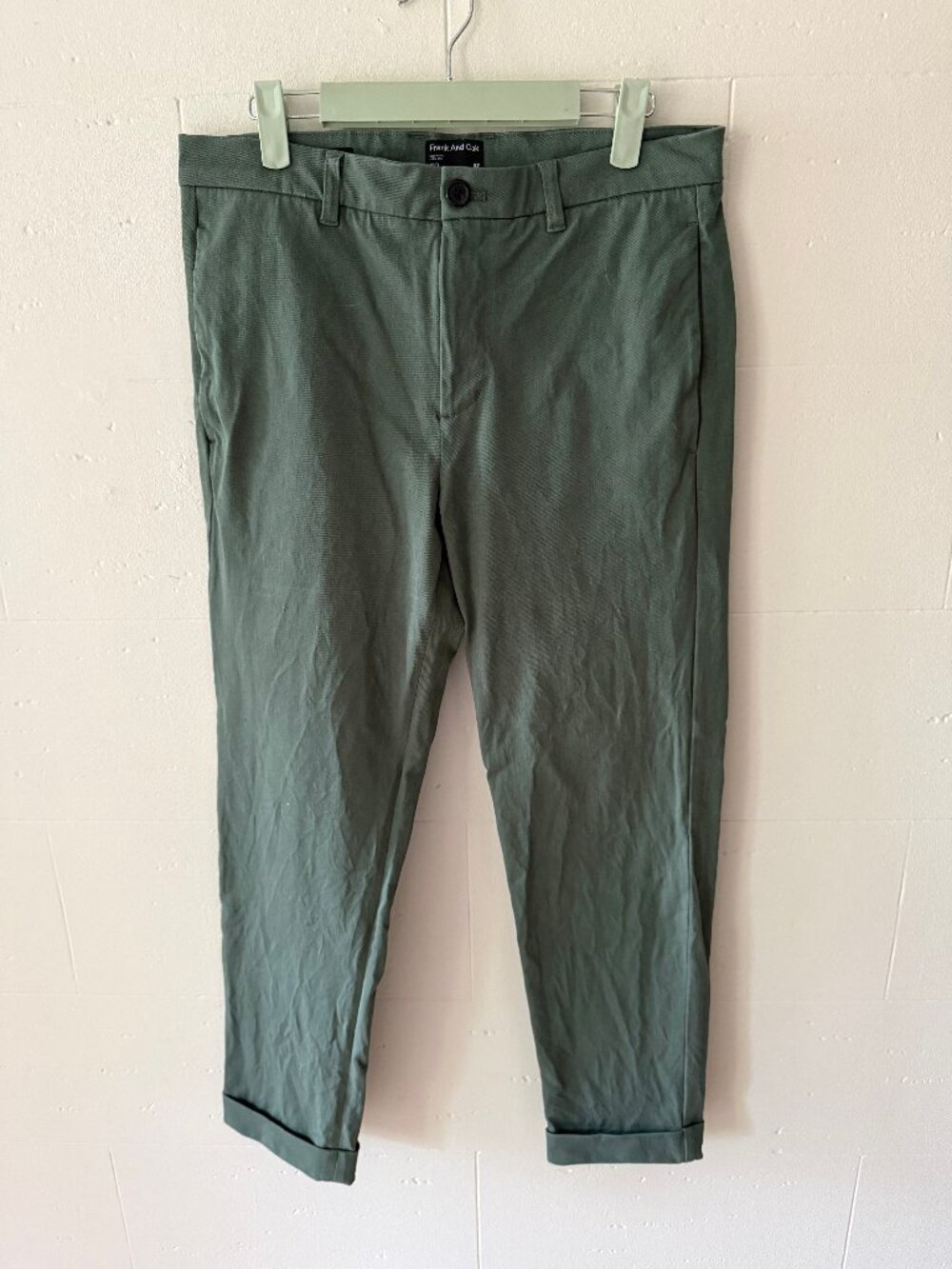 Frank & Oak | Khaki Green Straight Leg Ankle Chinos | Size 30
